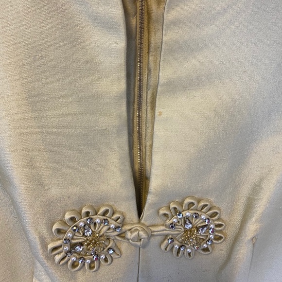 SOLD! Vintage Handmade Mandarin Collar Bejeweled Dress - Picture 6 of 9